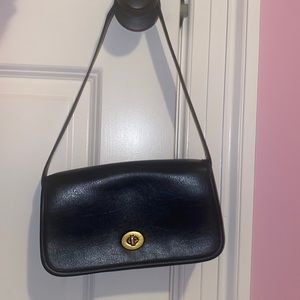 Brandy Melville small black faux leather turn lock purse